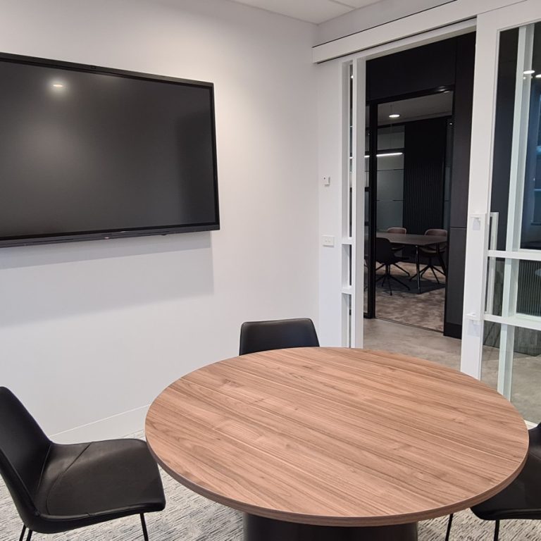 Business-grade AV equipment installed in training room